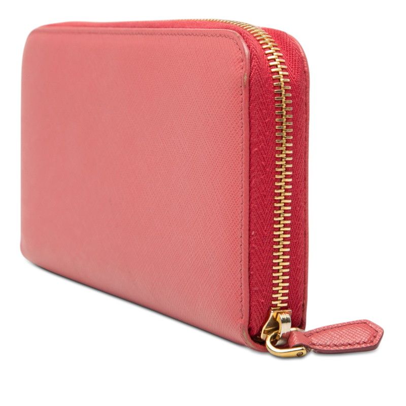 Prada Fiocco Zip Around Wallet Pink Saffiano Leather — view 2