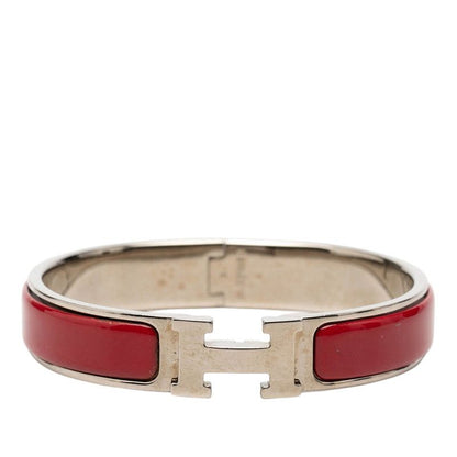 Hermes Click PM Bracelet Silver Red Metal