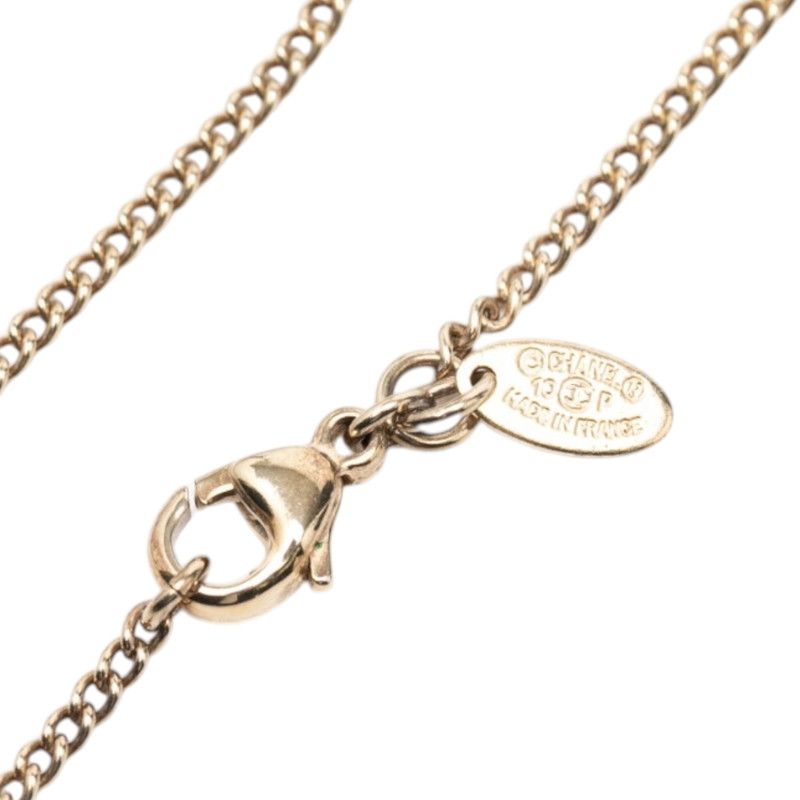 Chanel CC Logo Arrow Motif Necklace Gold Beige Plated — view 5