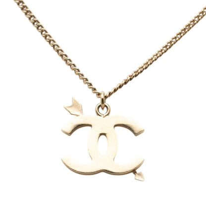 Chanel CC Logo Arrow Motif Necklace Gold Beige Plated — view 3