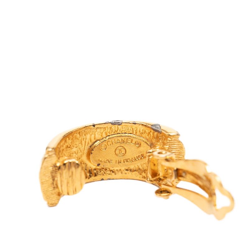 Chanel Vintage Quilted Hoop Earrings Gold Plated — view 3