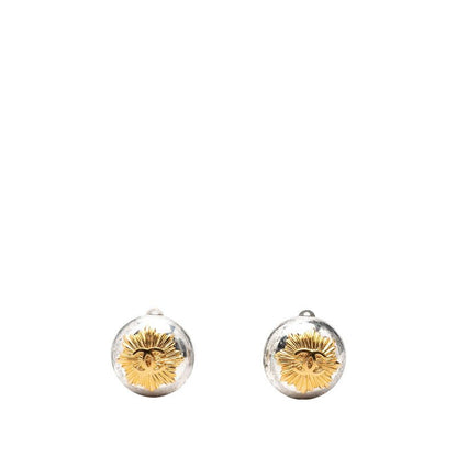Chanel CC Logo Earrings Silver Gold Metal Plated