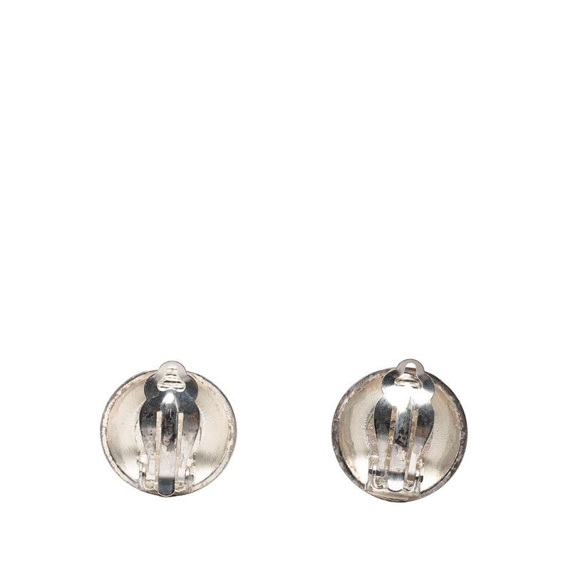 Chanel CC Logo Earrings Silver Gold Metal Plated — view 2