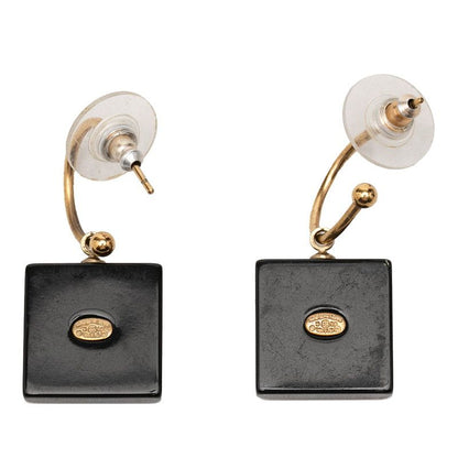 Chanel CC Logo Earrings Gold Black Plated Faux Pearl Plastic — view 2
