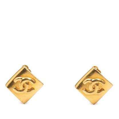Chanel Vintage CC Logo Earrings Gold Plated