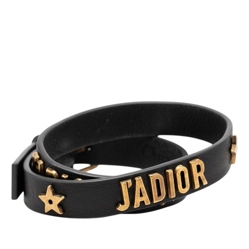 Dior J'adior Bracelet Black Gold Leather Plated