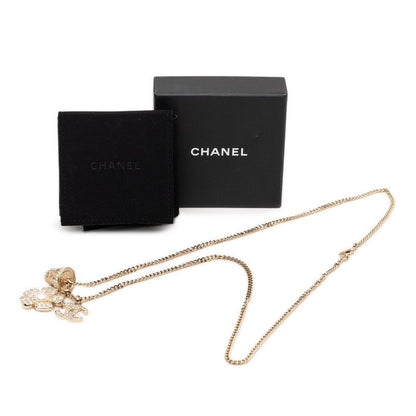 Chanel CC Logo Flower Motif Chain Pendant 23 Gold Plated Rhinestone — view 5
