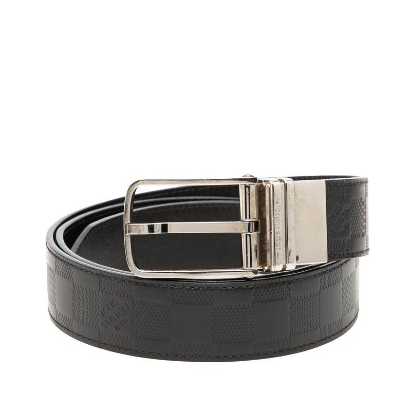 Louis Vuitton Damier Infini Boston Belt Plain Black Leather