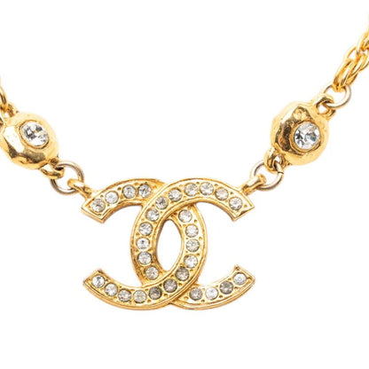Chanel CC Logo Chain Pendant Gold Plated Rhinestone