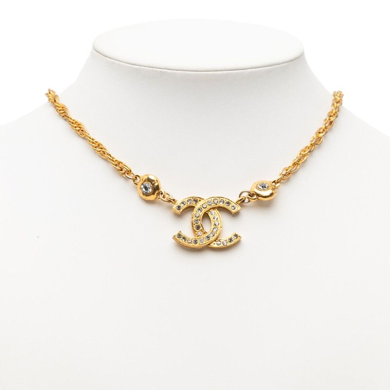 Chanel CC Logo Chain Pendant Gold Plated Rhinestone — view 6
