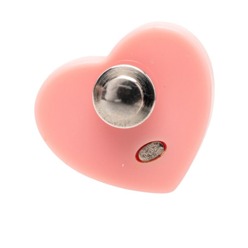 Chanel CC Logo Heart Motif Pin Brooch 04 Pink Plastic Metal — view 3