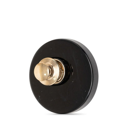 Chanel CC Logo Round Pin Brooch 07 Black Blue Plastic — view 2