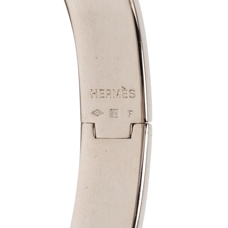 Hermes Click PM Enamel Bracelet Bangle Silver White Metal — view 5