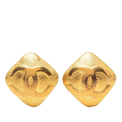 Chanel CC Logo Vintage Square Earrings Gold Plated