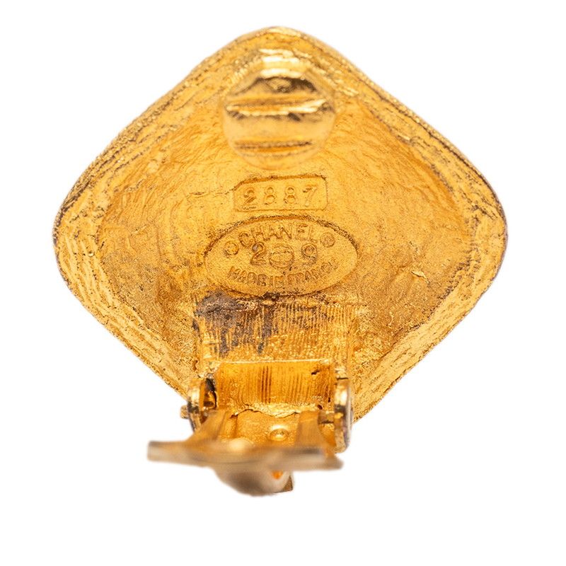Chanel CC Logo Vintage Square Earrings Gold Plated — view 3