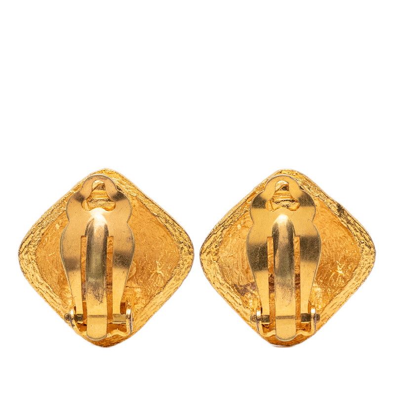 Chanel CC Logo Vintage Square Earrings Gold Plated — view 2
