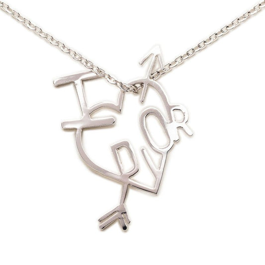 Dior I Love Heart Arrow Chain Pendant Silver Metal