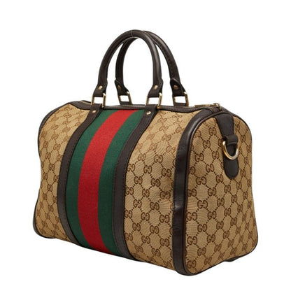 Gucci GG Canvas Sherry Line Mini Boston Bag 2-Way Beige Multicolor — view 2