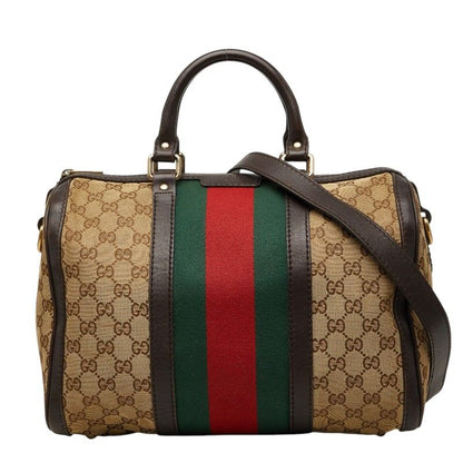 Gucci GG Canvas Sherry Line Mini Boston Bag 2-Way Beige Multicolor