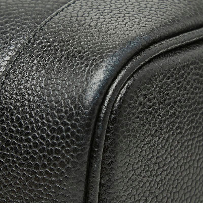 Chanel CC Logo Vanity Bag Handbag Black Caviar Leather — view 5