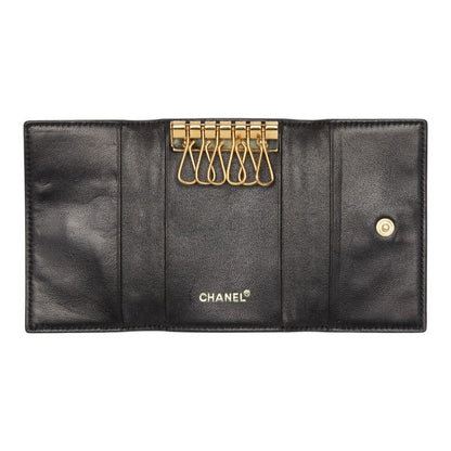 Chanel Choco Bar Key Case Black Leather Key Holder — view 6