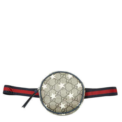 Gucci GG Supreme Star Waist Bag Pouch Beige Navy Leather