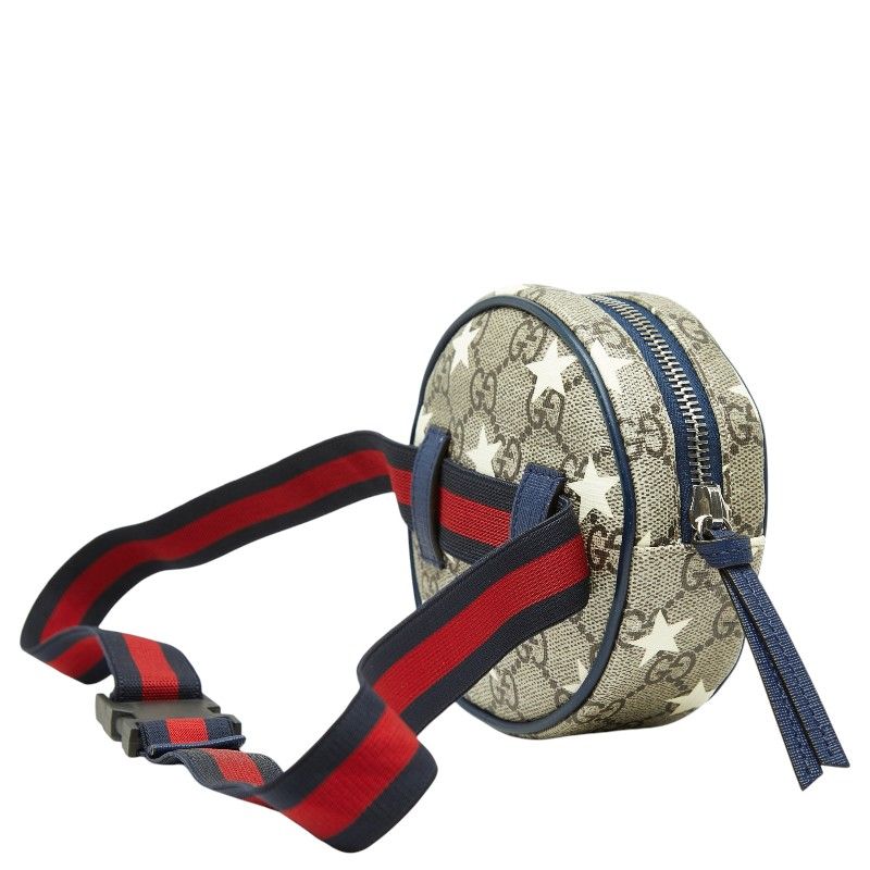 Gucci GG Supreme Star Waist Bag Pouch Beige Navy Leather — view 2