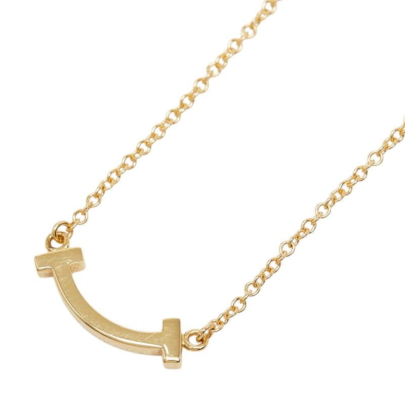 Tiffany & Co T Smile Mini Chain Pendant 18k Yellow Gold