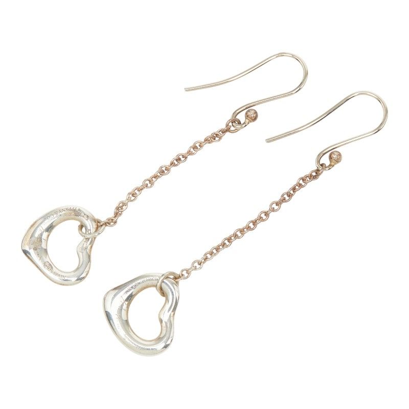 Tiffany & Co Elsa Peretti Open Heart Drop Earrings Silver — view 3
