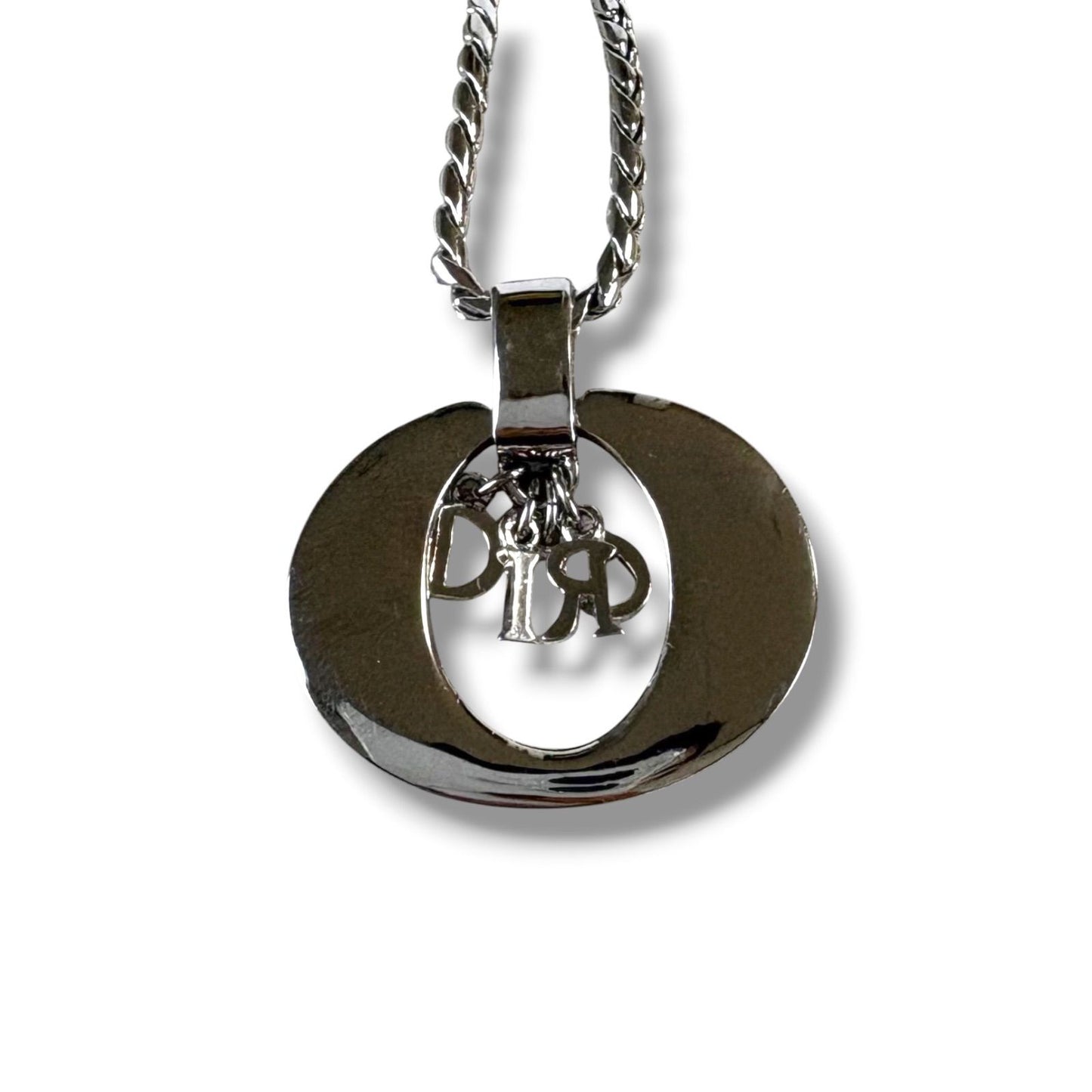 Dior Logo Necklace Silver Vintage