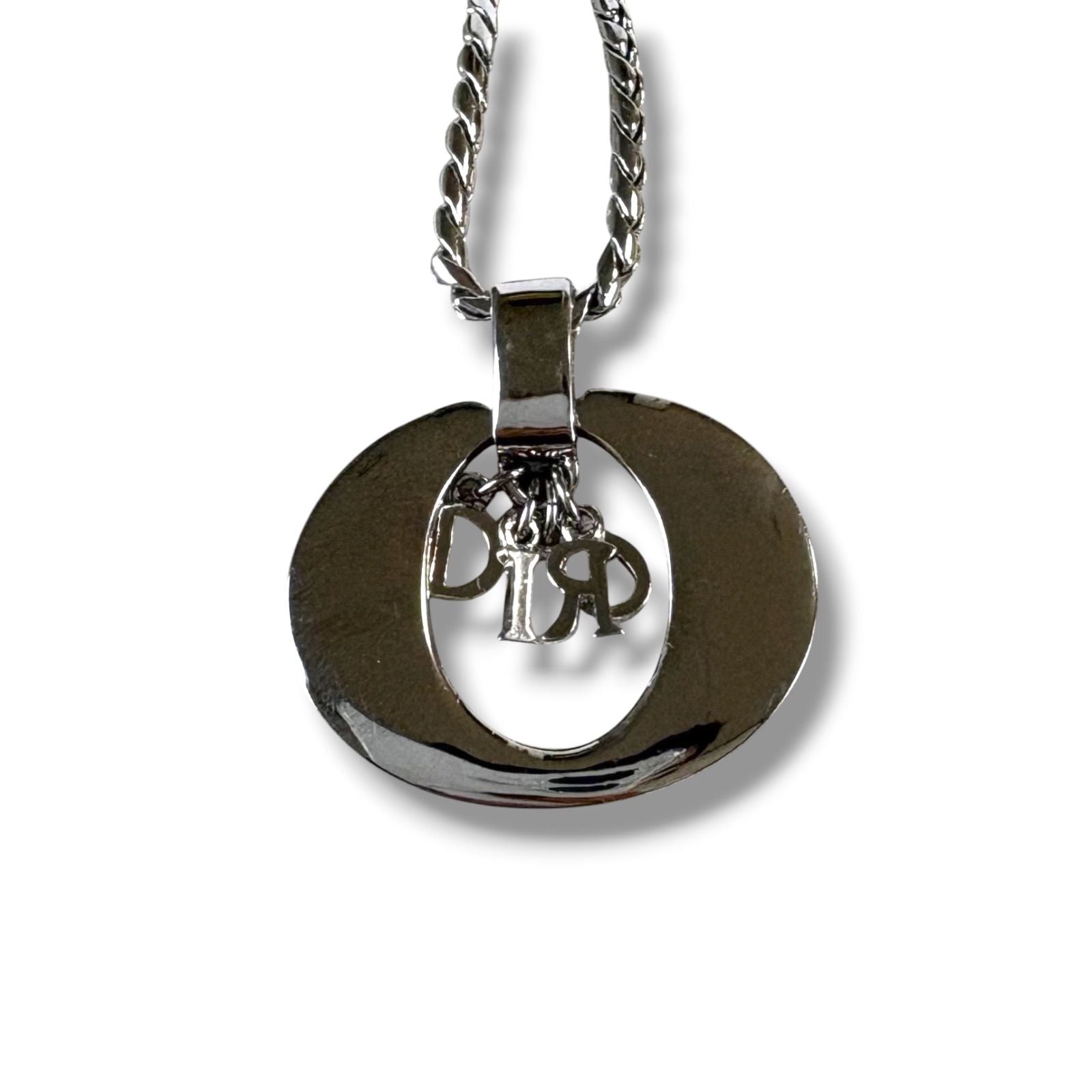 Dior Logo Necklace Silver Vintage