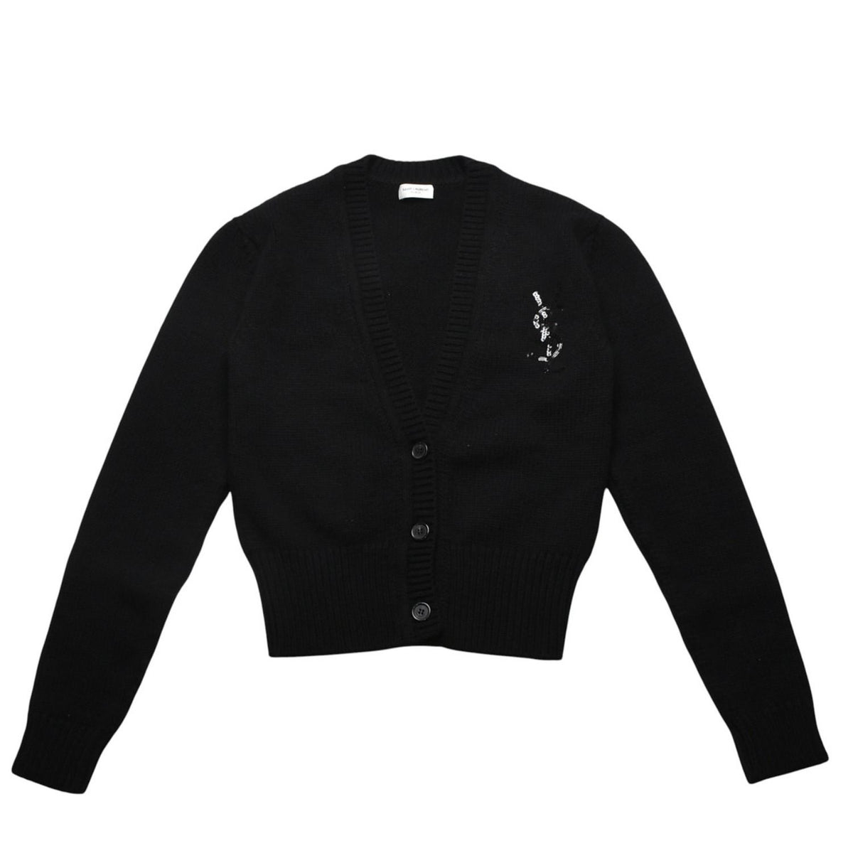 Saint Laurent Paris Cardigan Sequin Black