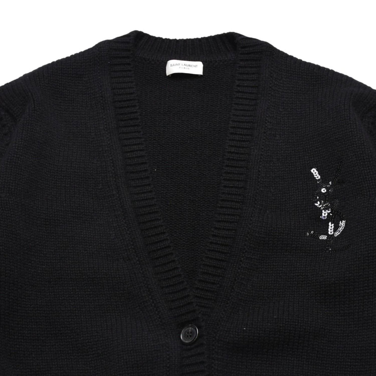 Saint Laurent Paris Cardigan Sequin Black — view 3