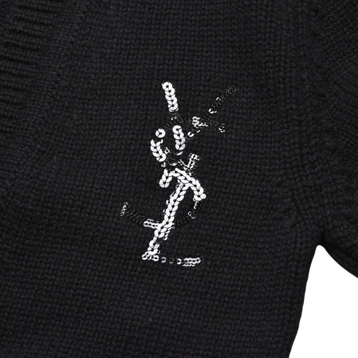 Saint Laurent Paris Cardigan Sequin Black — view 7