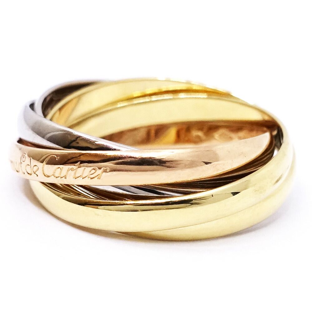 Cartier 18k Yellow Gold WG PG Trinity Ring Rows Bullion — view 3