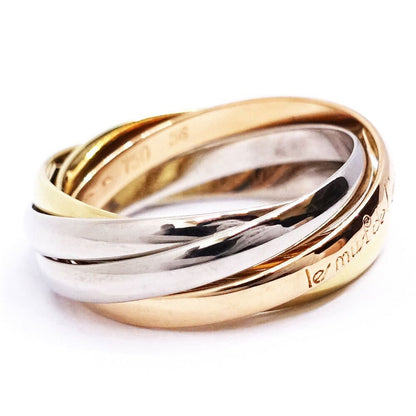 Cartier 18k Yellow Gold WG PG Trinity Ring Rows Bullion — view 2