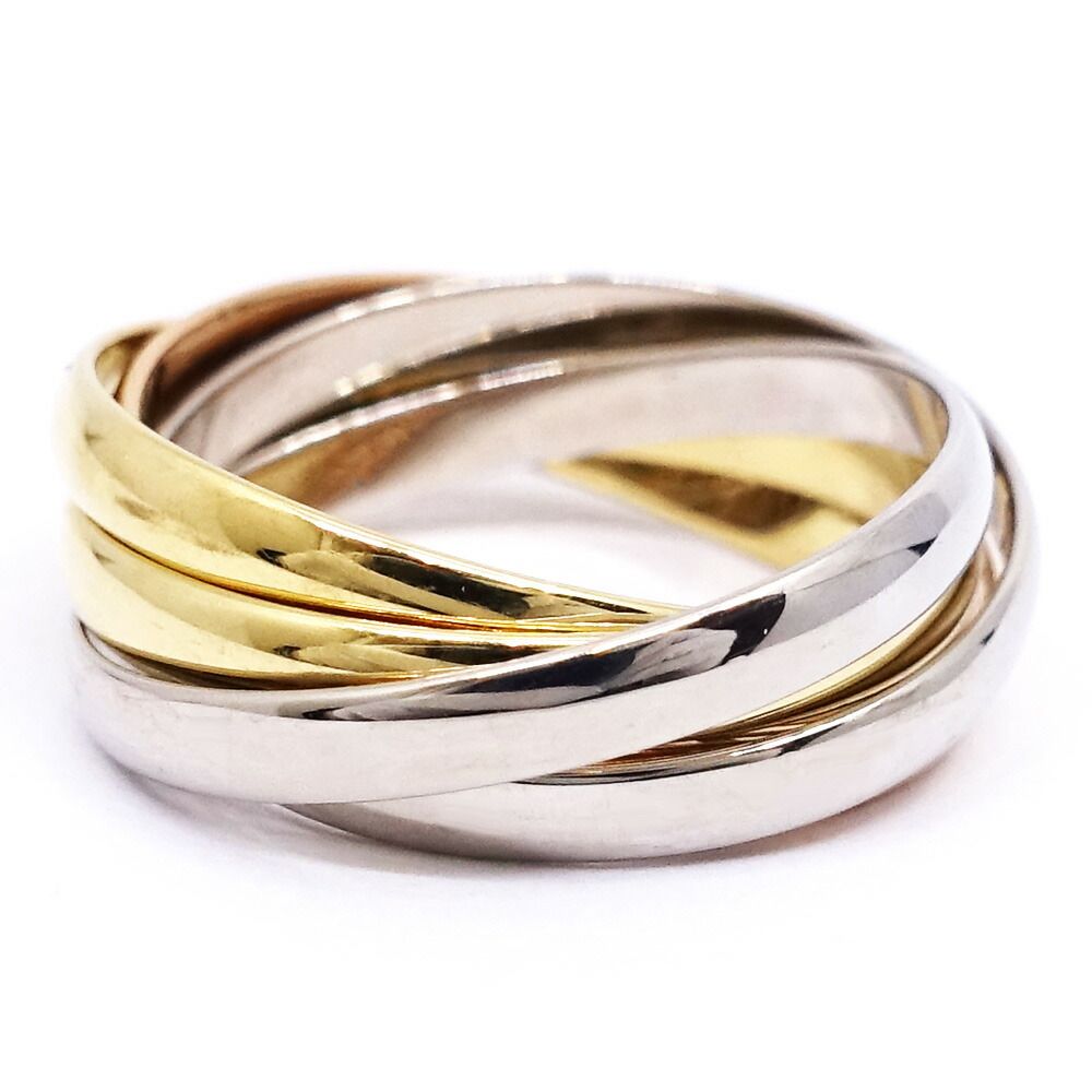 Cartier 18k Yellow Gold WG PG Trinity Ring Rows Bullion — view 5