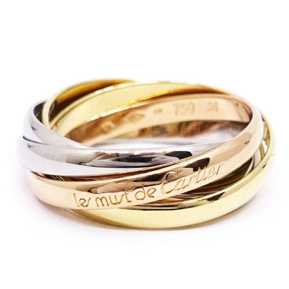 Cartier 18k Yellow Gold WG PG Trinity Ring Rows Bullion