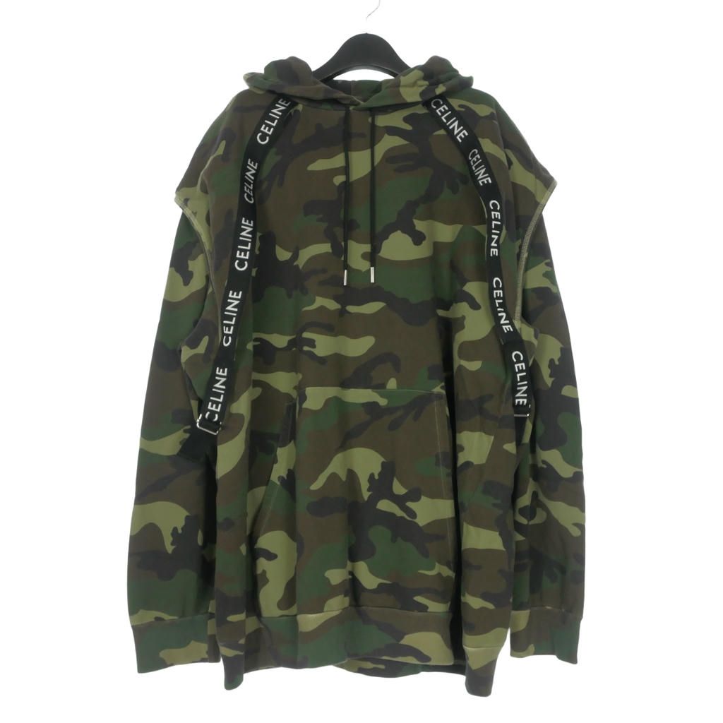 Celine Bands Hoodie Camouflage Long Sleeve XL Khaki