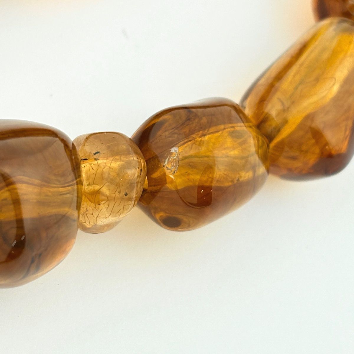 Chanel CC Logo Color Stone Necklace Gold Plated Brown — view 4
