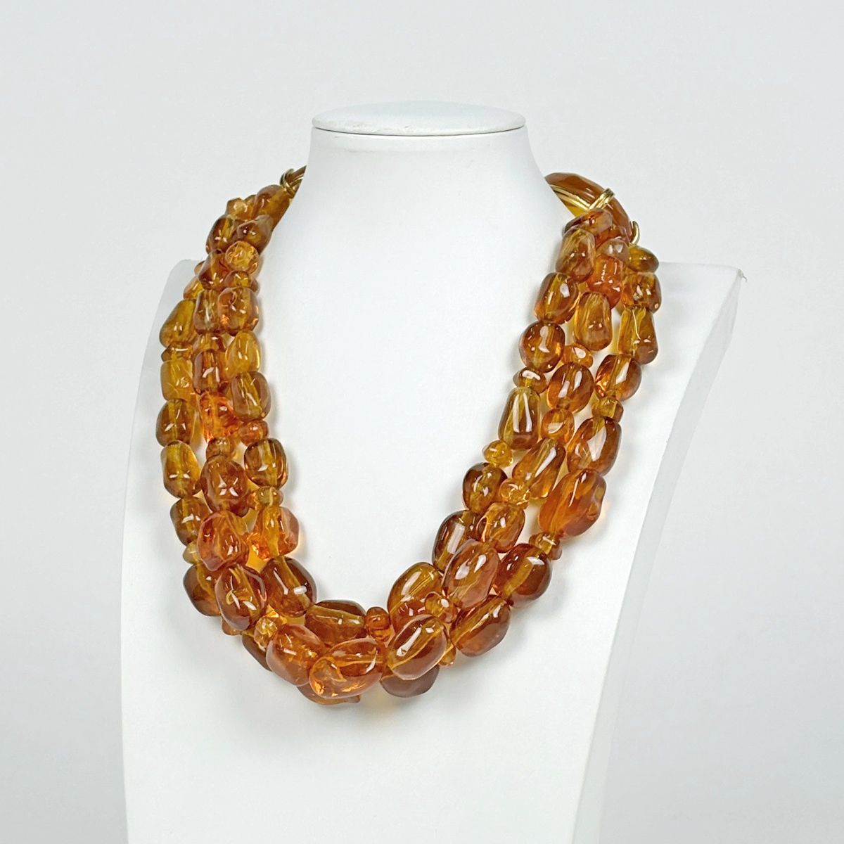 Chanel CC Logo Color Stone Necklace Gold Plated Brown — view 7