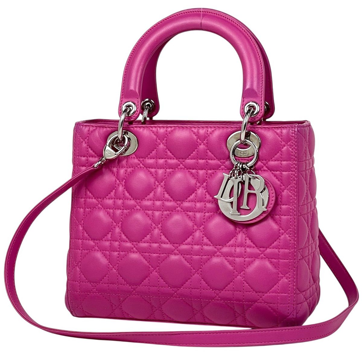 Dior 2-Way Handbag Leather Pink