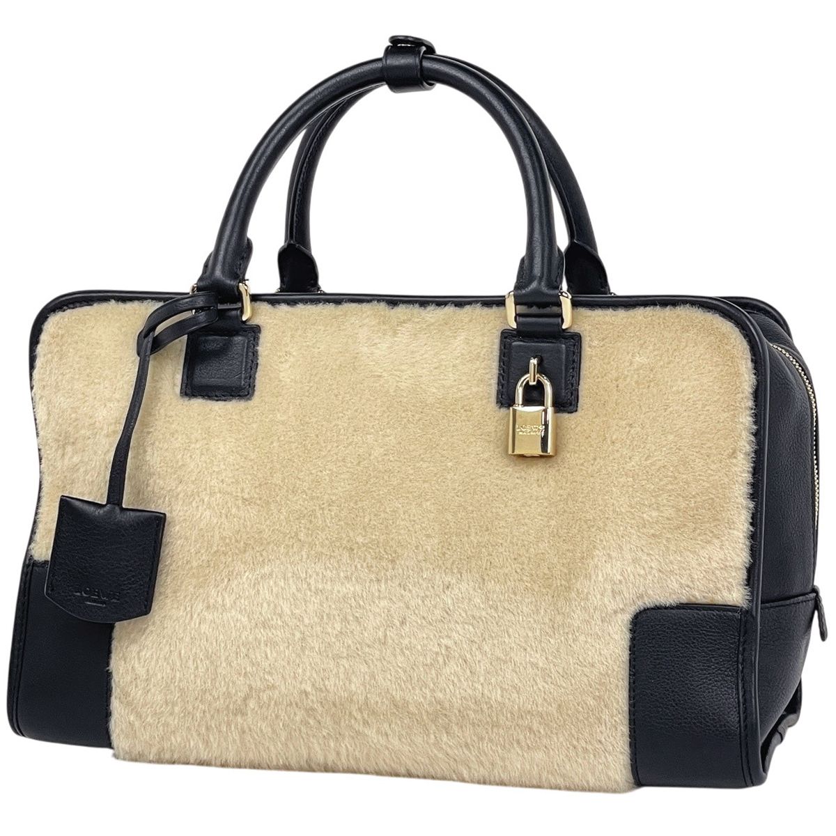 Loewe Amazona 36 Handbag Leather Black Ivory
