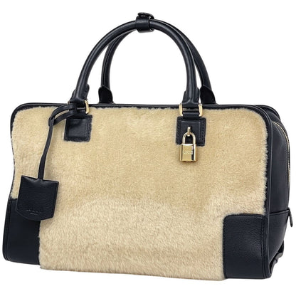 Loewe Amazona 36 Handbag Leather Black Ivory