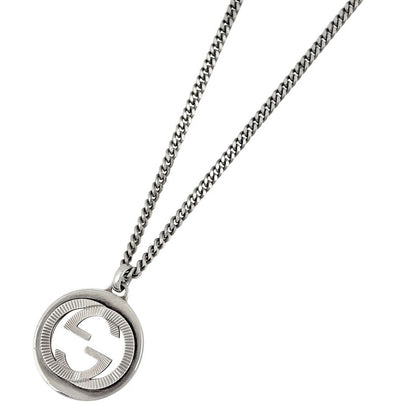 Gucci Interlocking Necklace Round 925 Sterling Silver