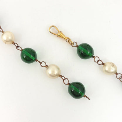 Chanel CC Logo Faux Pearl Necklace Long Visual Color Stone Gold Plated — view 3