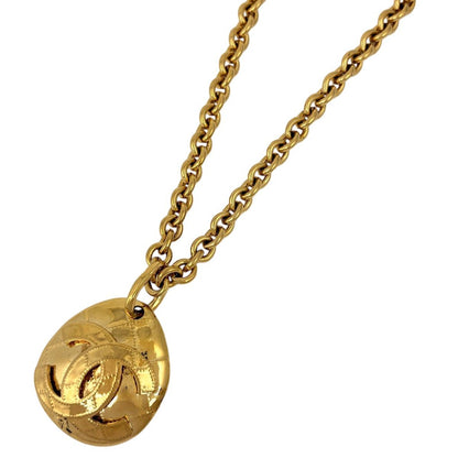 Chanel CC Logo Chain Necklace Quilted Long Gold Plated