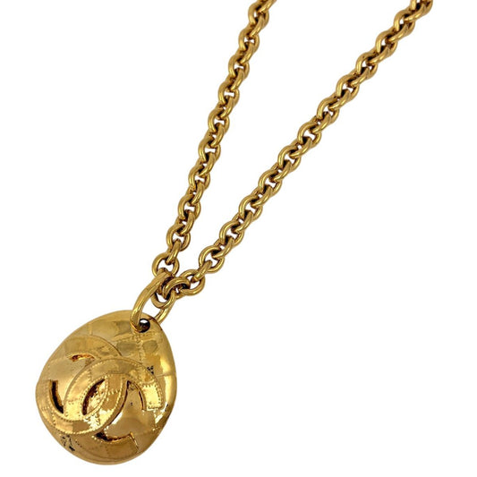 Chanel CC Logo Chain Necklace Quilted Long Gold Plated
