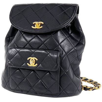 Chanel CC Logo Backpack Leather Black