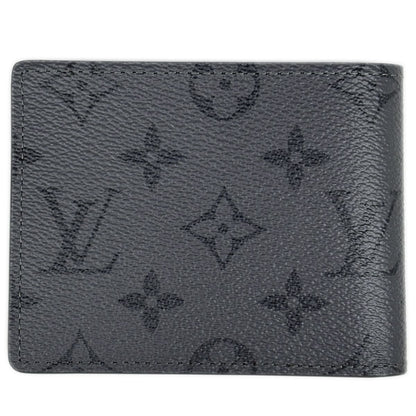 Louis Vuitton Portefeuille Calf Bifold Wallet Monogram Eclipse Gray